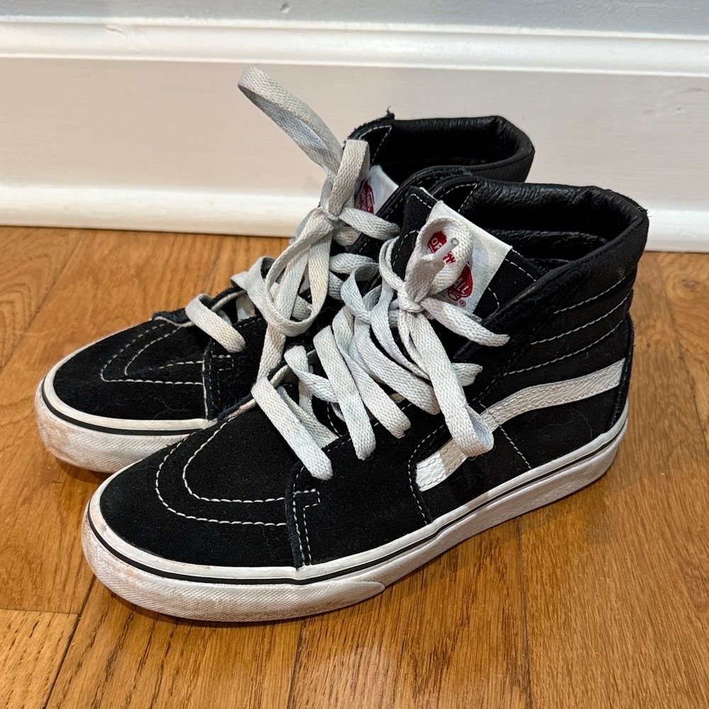 Vans Kids Black and White High-Top Sneakers size 2.5